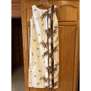Vintage 1960s Malihini Hawaii 100% Cotton Maxi Dress Sz M 60s Bamboo Print